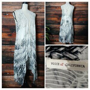 Voice Of California Duster Vest S Sheer Studded Open Front Made In USA
